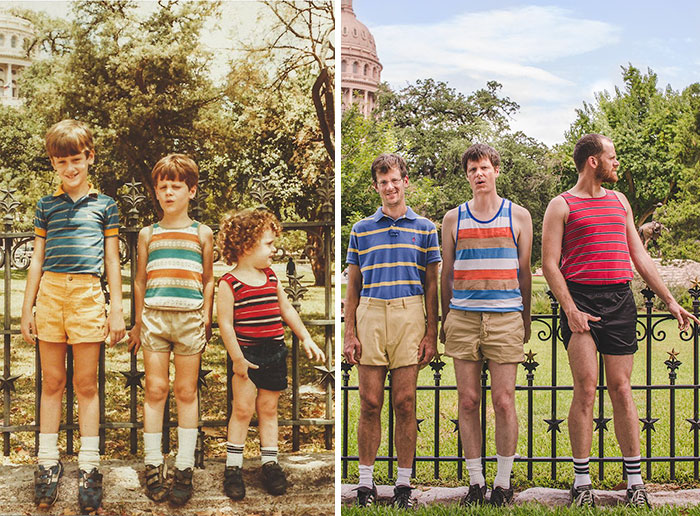 #3 | 20 Hilariously Recreated Childhood Family Photos | Zestradar